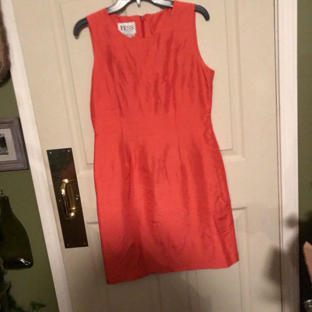 Horgeous Sheath Dress in Coral Silk by Tess dress